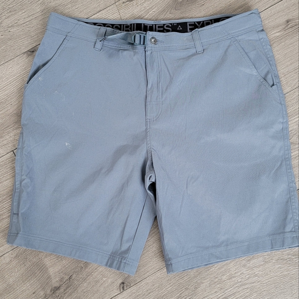 Gerry Men's Gray Elastic Waistband Built In Belt Tech Shorts Size 38 Nylon Blend